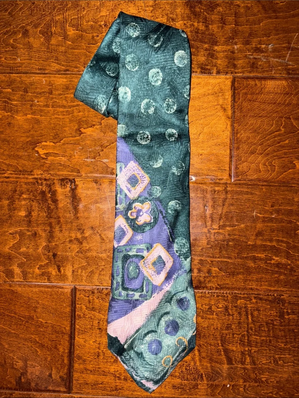 Canali Green and Purple Silk Patterned Tie